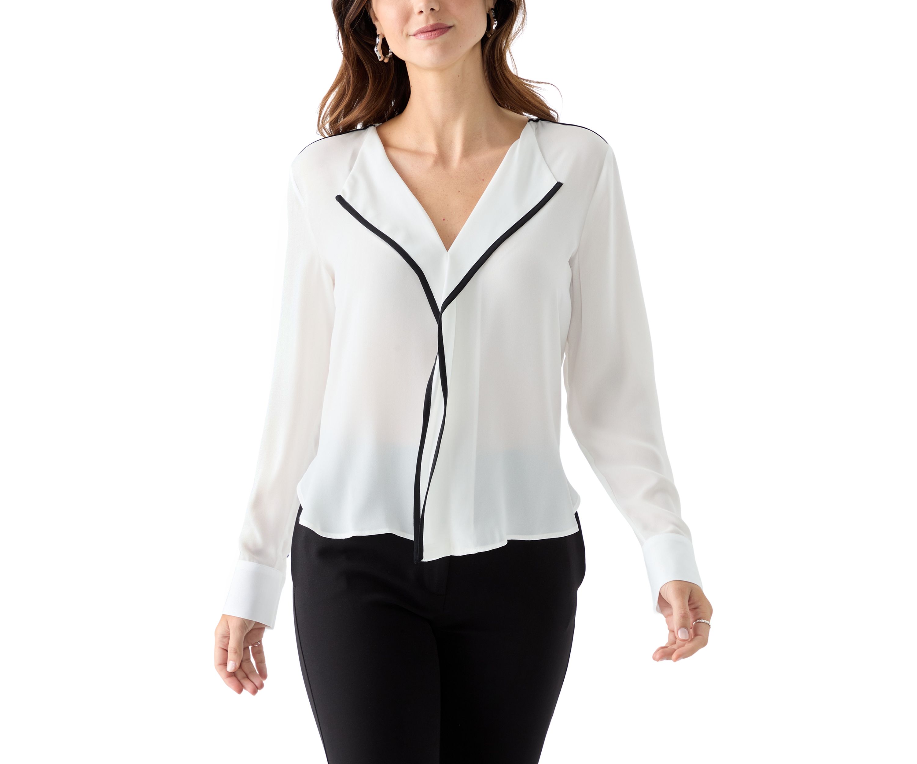Womens Long Sleeve V-Neck Blouse