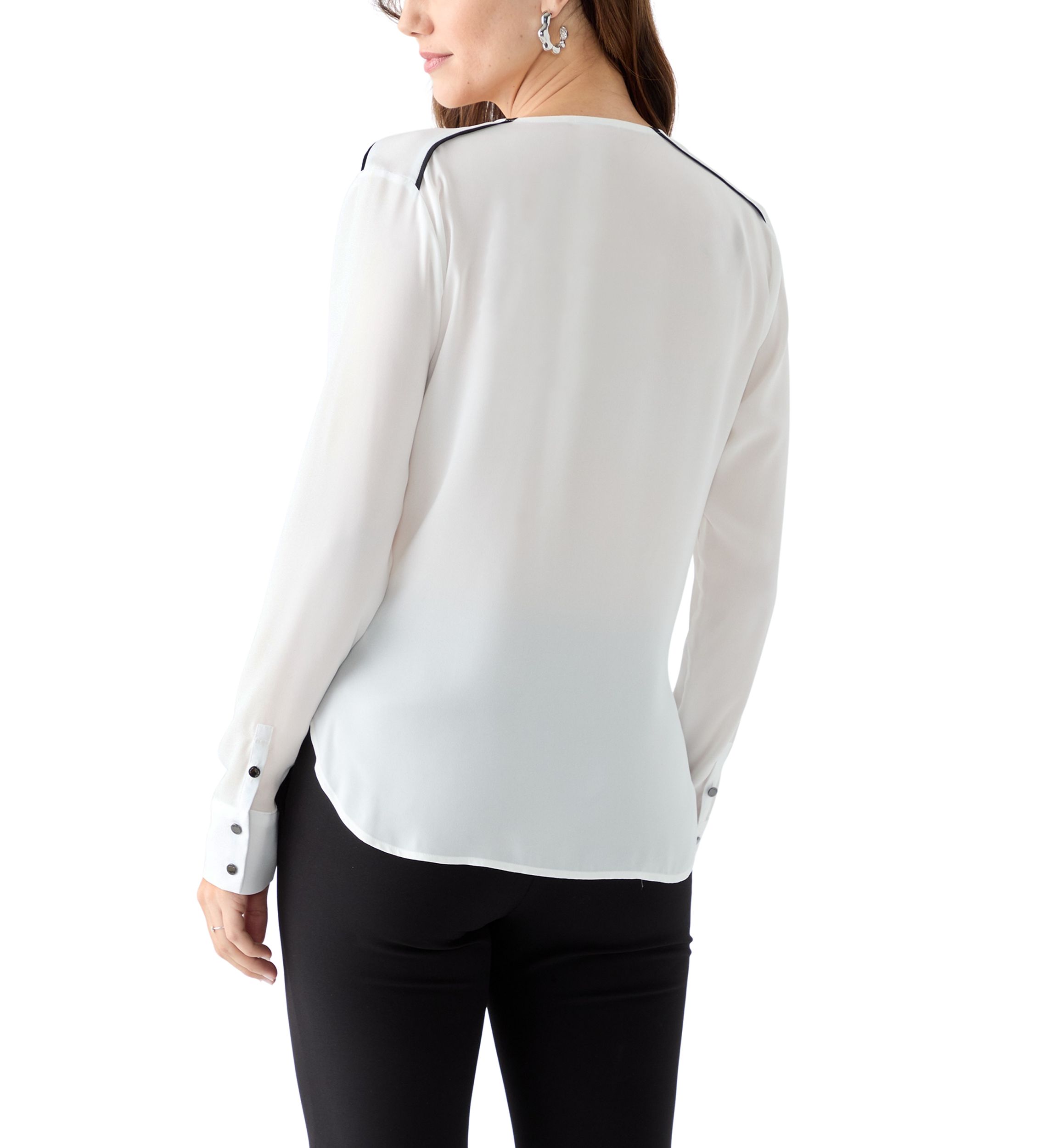 Womens Long Sleeve V-Neck Blouse