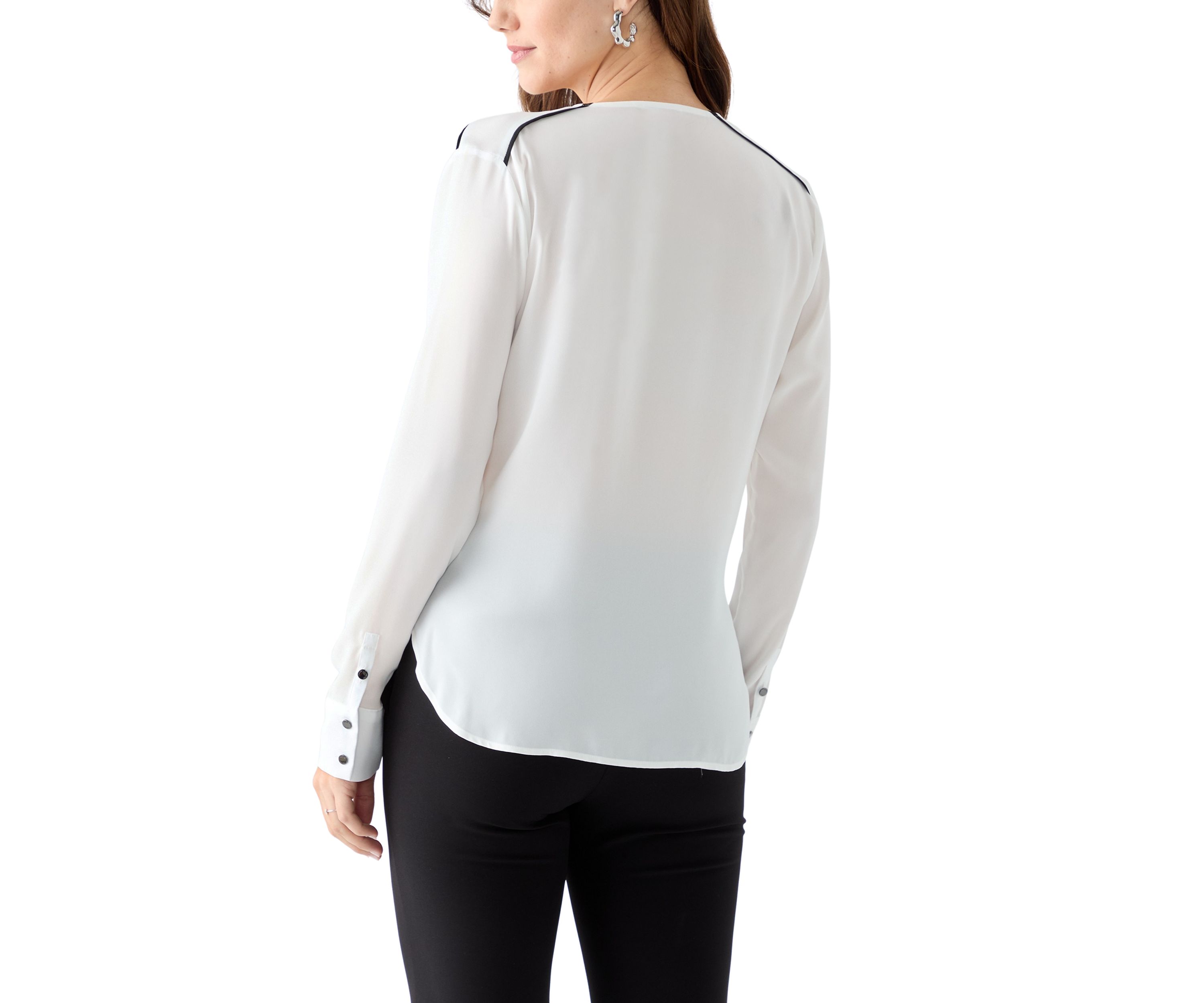 Womens Long Sleeve V-Neck Blouse