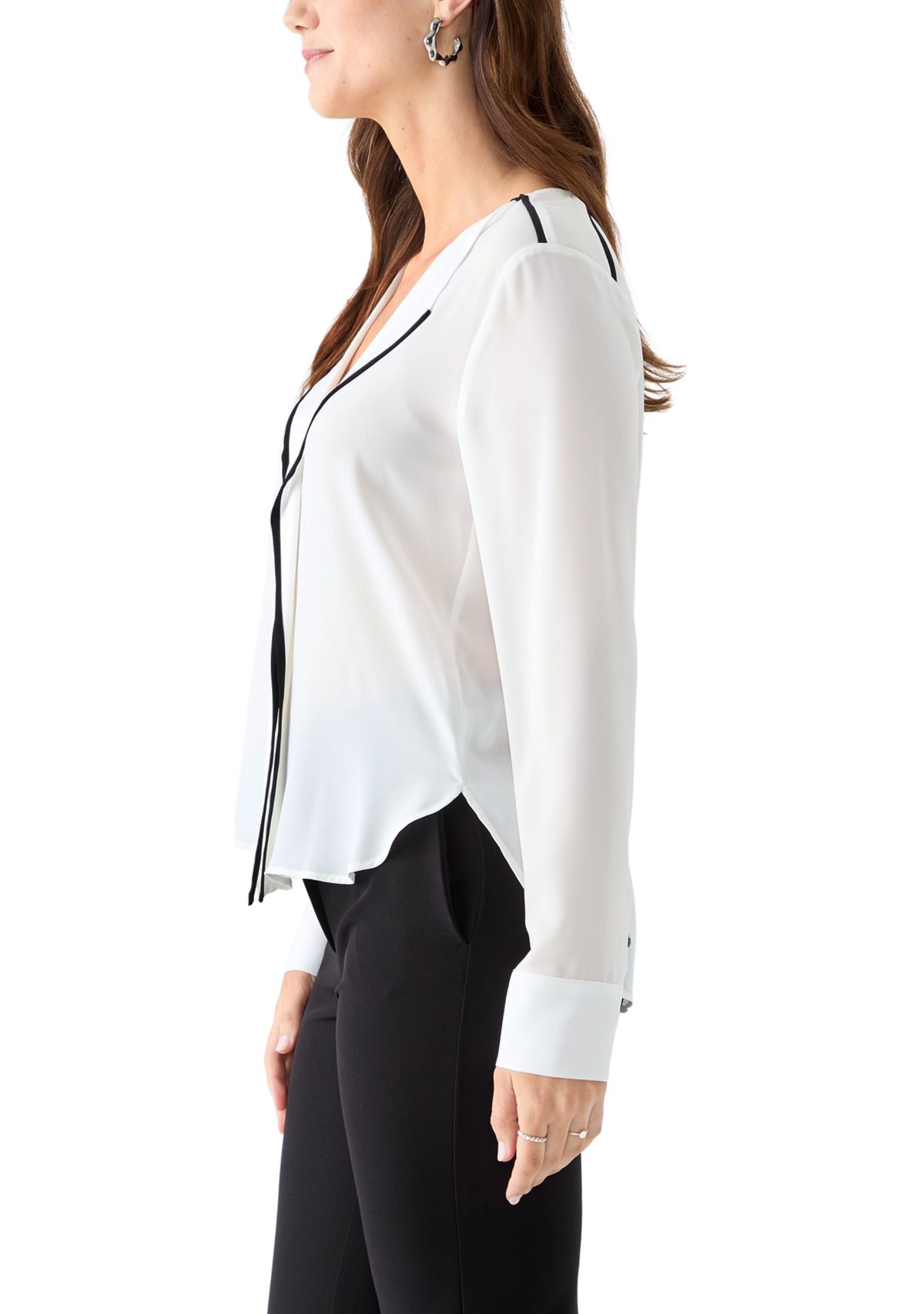 Womens Long Sleeve V-Neck Blouse