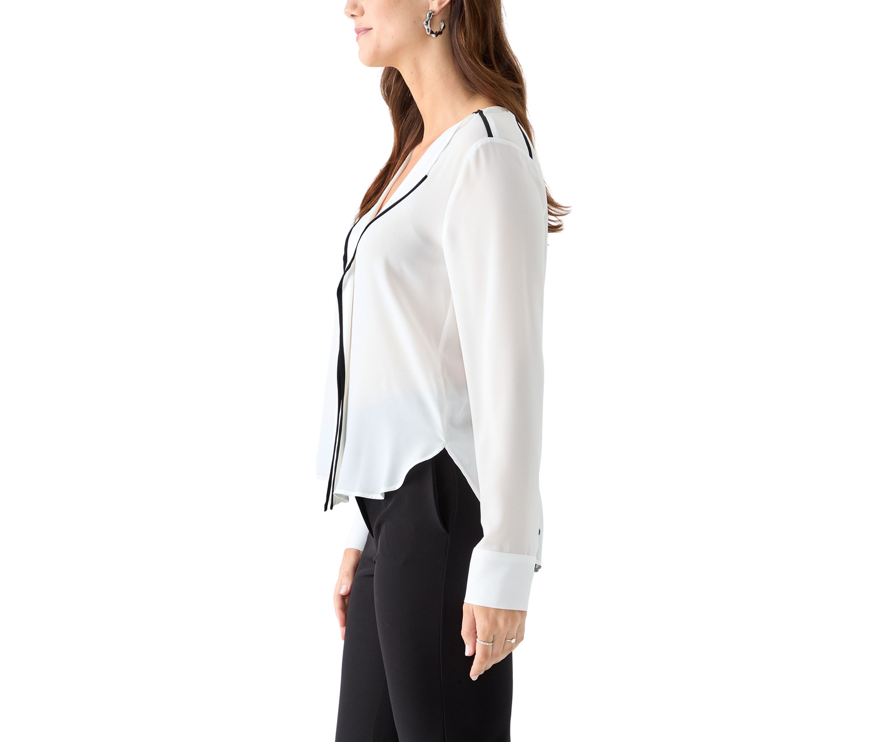 Womens Long Sleeve V-Neck Blouse