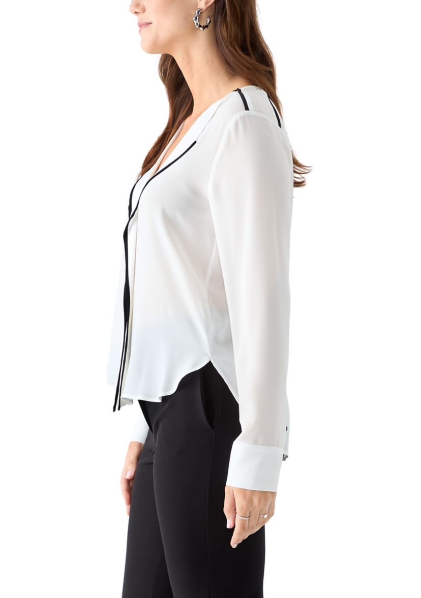 Womens Long Sleeve V-Neck Blouse