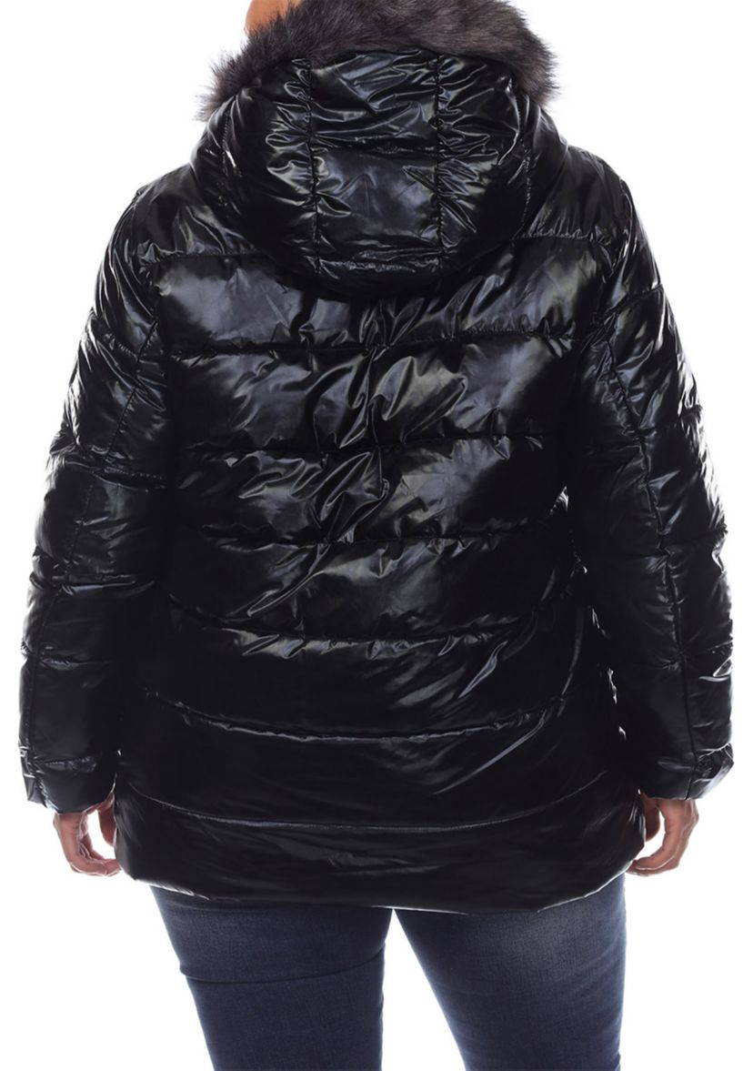 Plus Size Hooded Puffer Jacket 