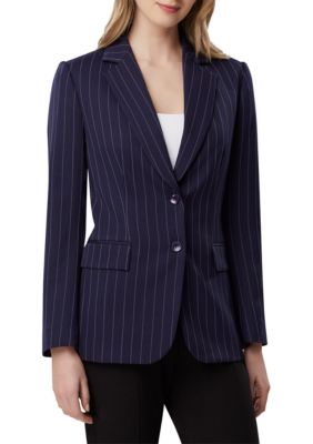 anne klein 2 button notch collar stretch twill jacke