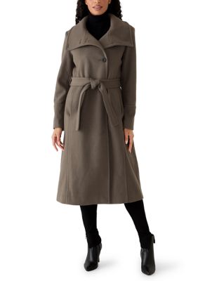 Vince Camuto Women's Long Length Wool Coat with Stand Collar, XL