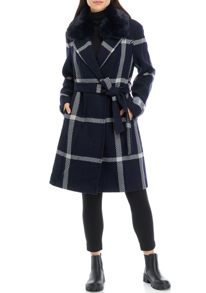 Womens Drape Wool Blend Wrap Coat