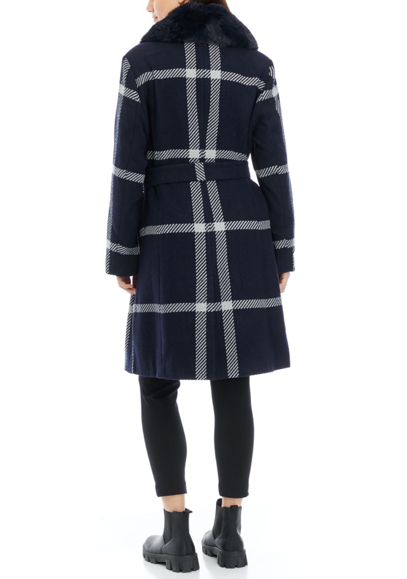 Womens Drape Wool Blend Wrap Coat