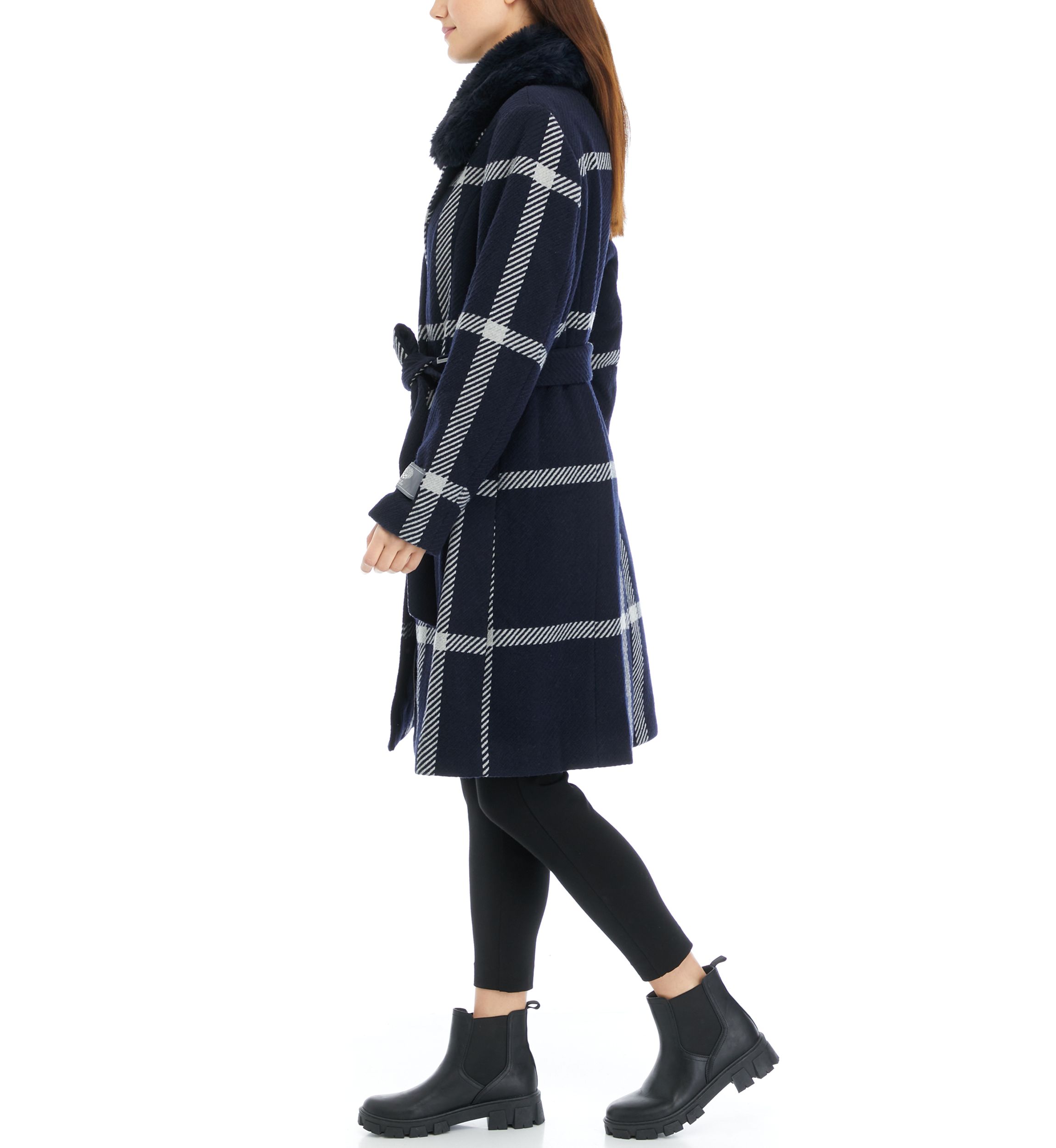 Womens Drape Wool Blend Wrap Coat