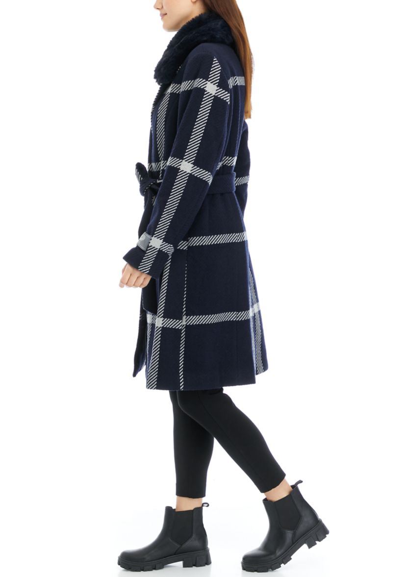 Womens Drape Wool Blend Wrap Coat