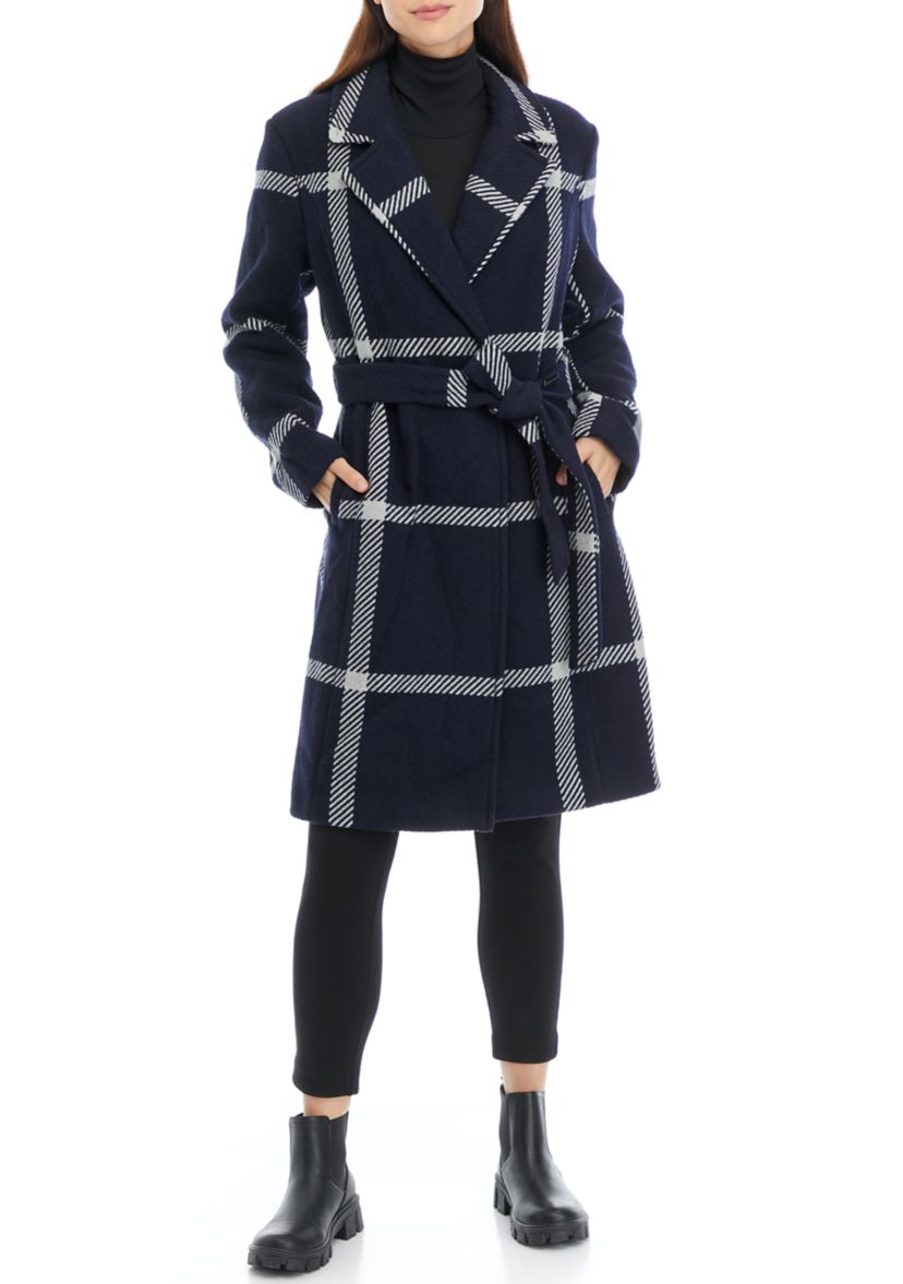Womens Drape Wool Blend Wrap Coat