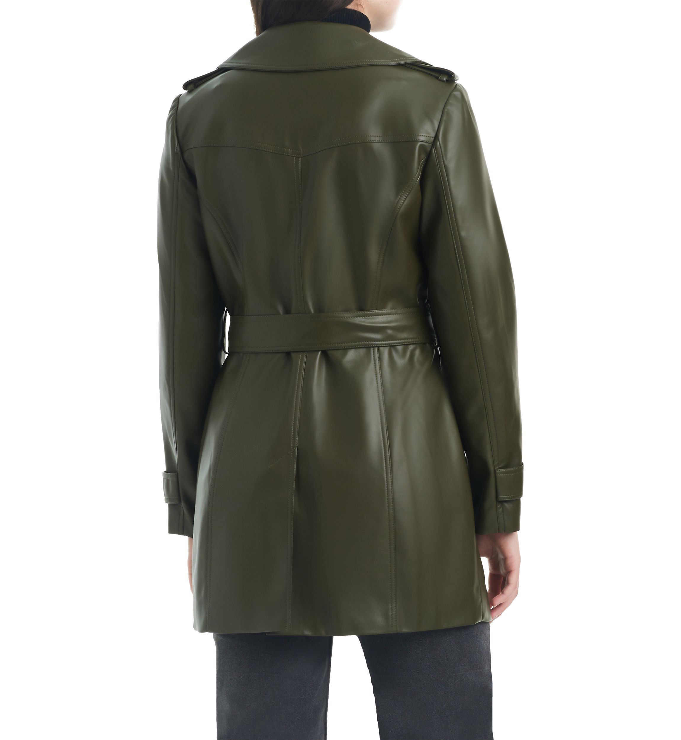 Womens Vegan Leather Trench