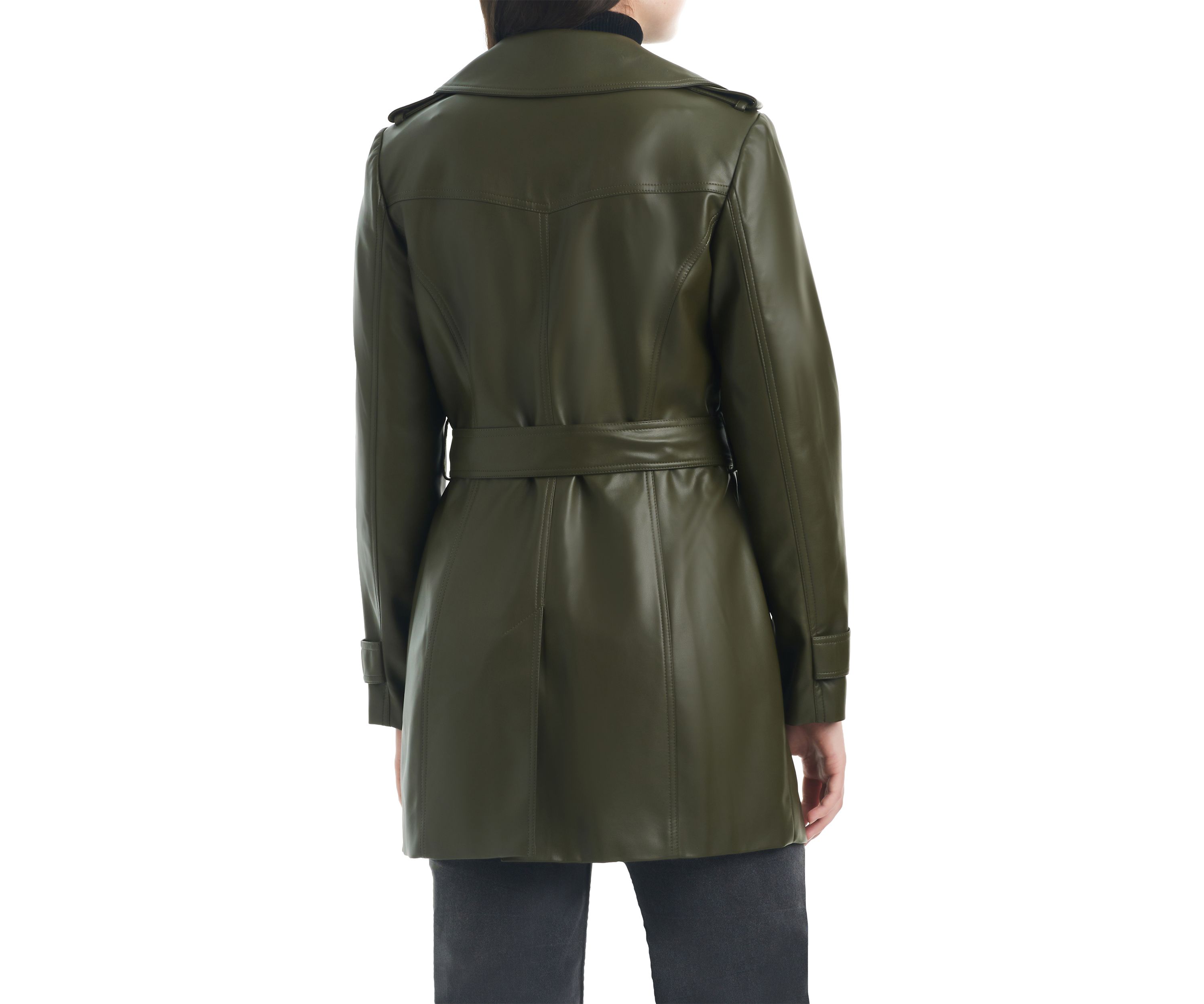 Womens Vegan Leather Trench