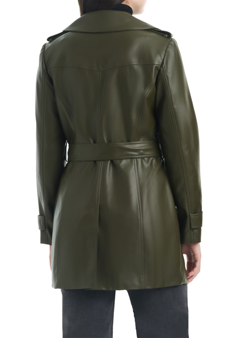 Womens Vegan Leather Trench