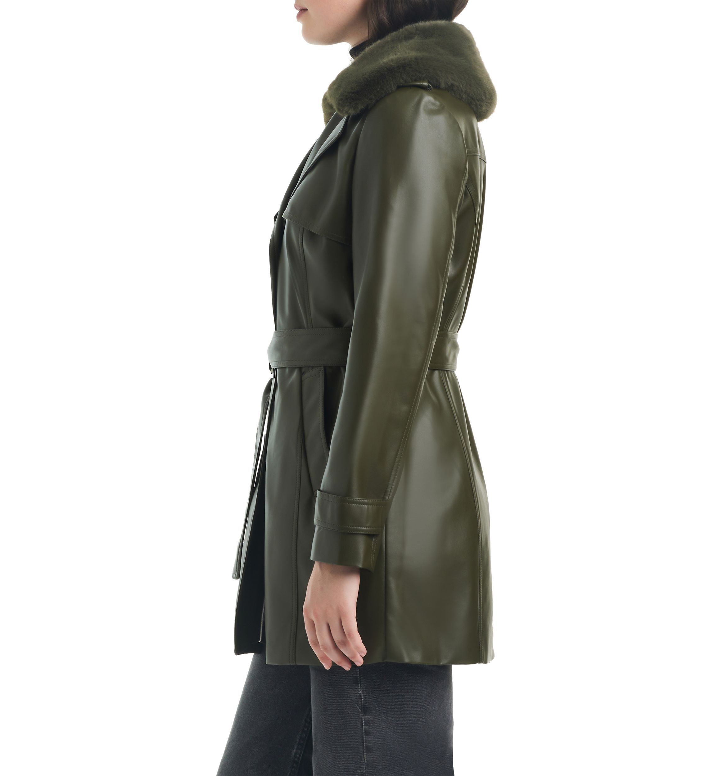 Womens Vegan Leather Trench