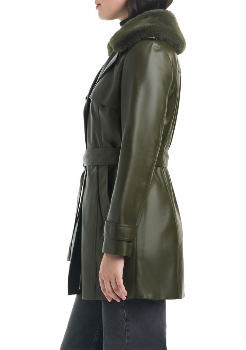 Womens Vegan Leather Trench
