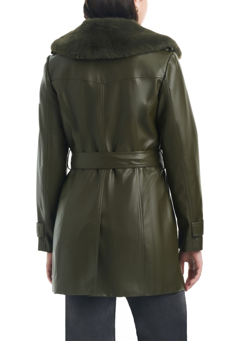 Womens Vegan Leather Trench