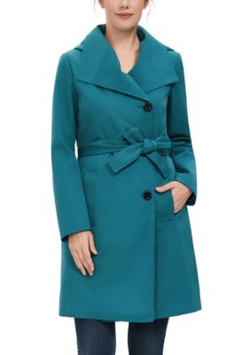Kimi & Kai Women's Elsa Waterproof Hooded Trench Coat, Teal, XL