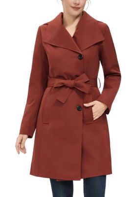 Kimi & Kai Women's Elsa Waterproof Hooded Trench Coat, Red, XL