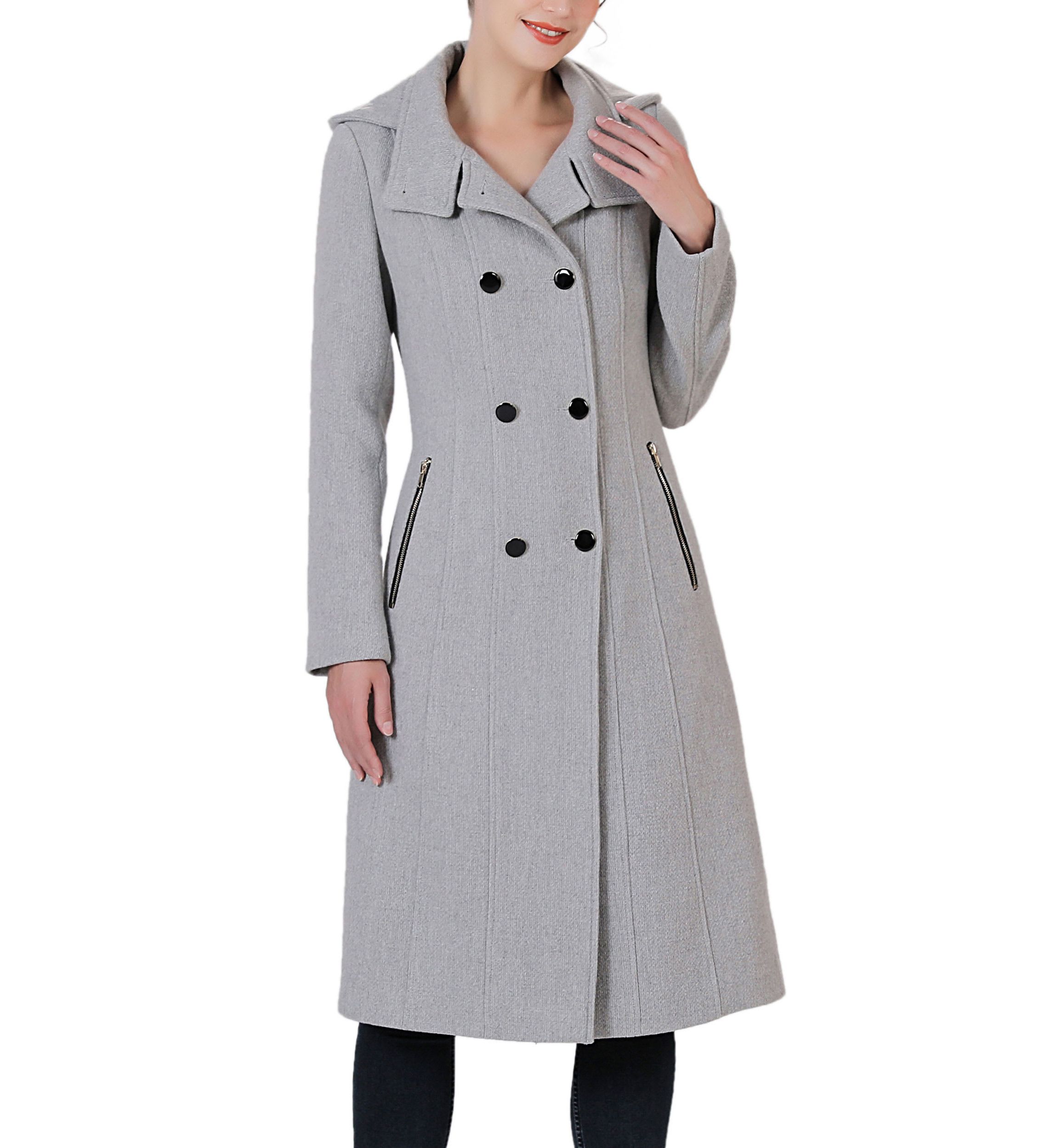 Mary Hooded Stand Collar Boucle Wool Coat