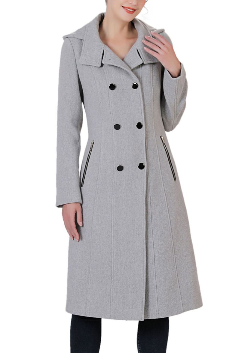 Mary Hooded Stand Collar Boucle Wool Coat