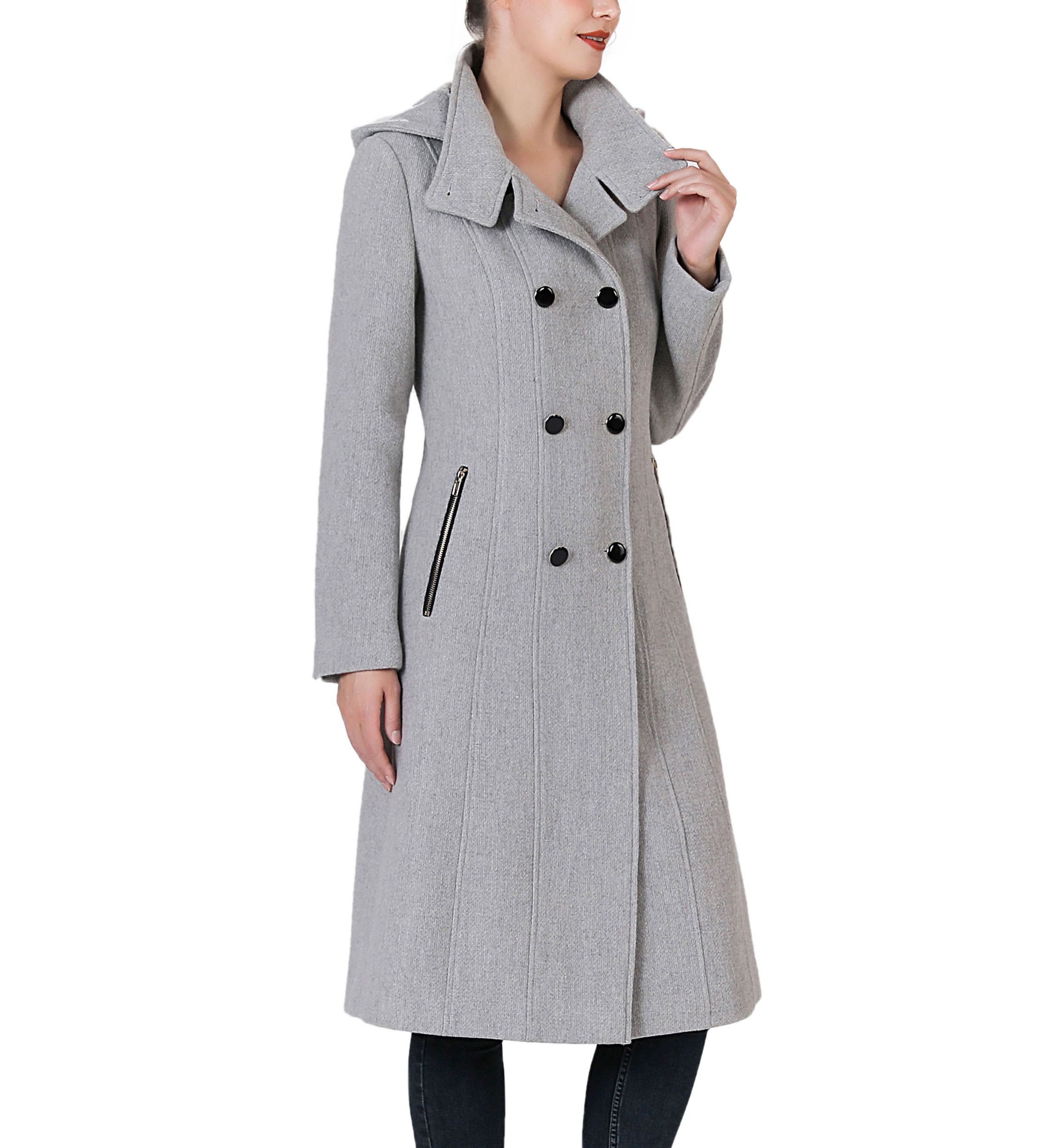 Mary Hooded Stand Collar Boucle Wool Coat