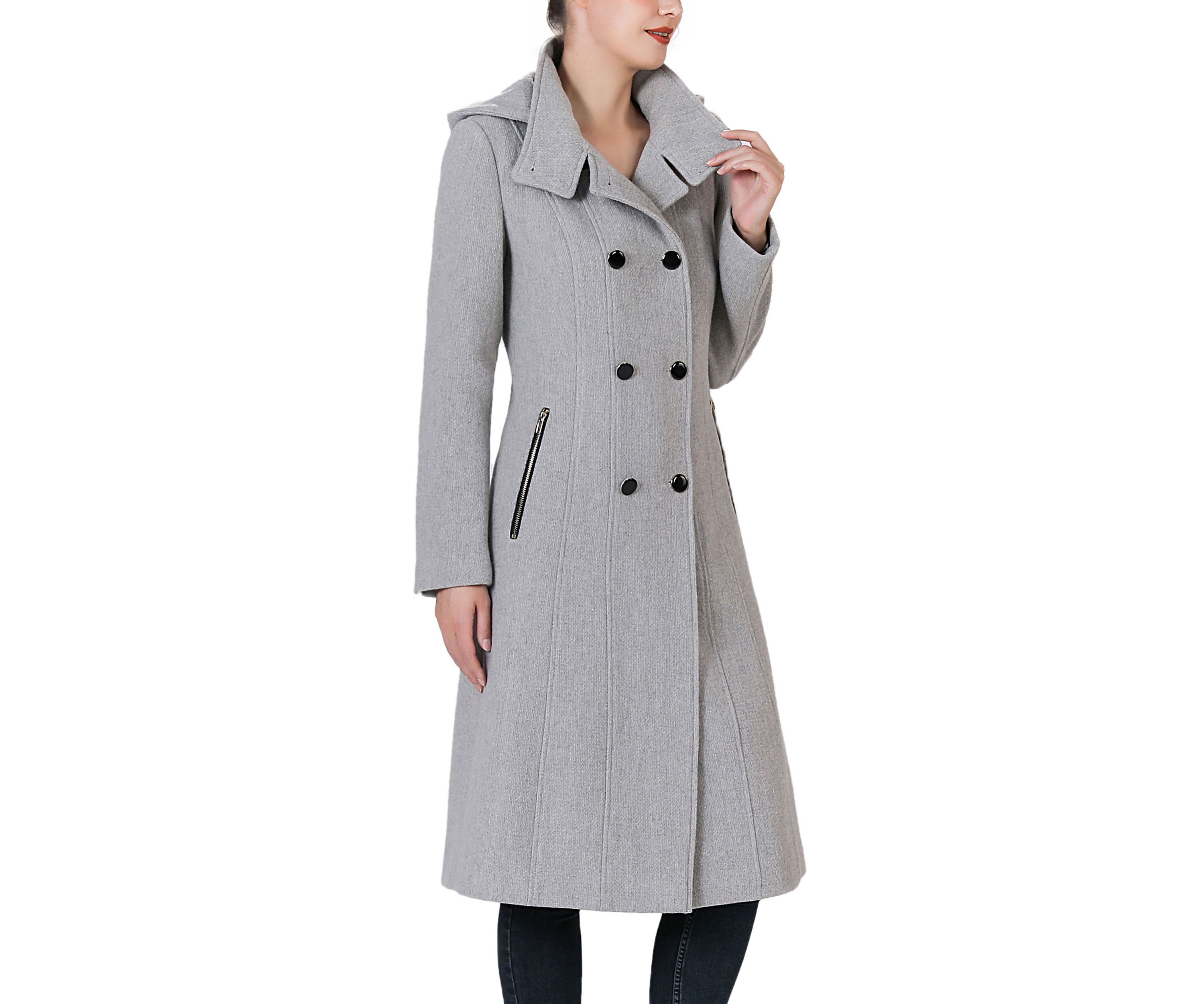 Mary Hooded Stand Collar Boucle Wool Coat