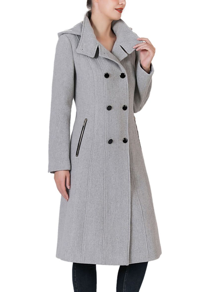 Mary Hooded Stand Collar Boucle Wool Coat