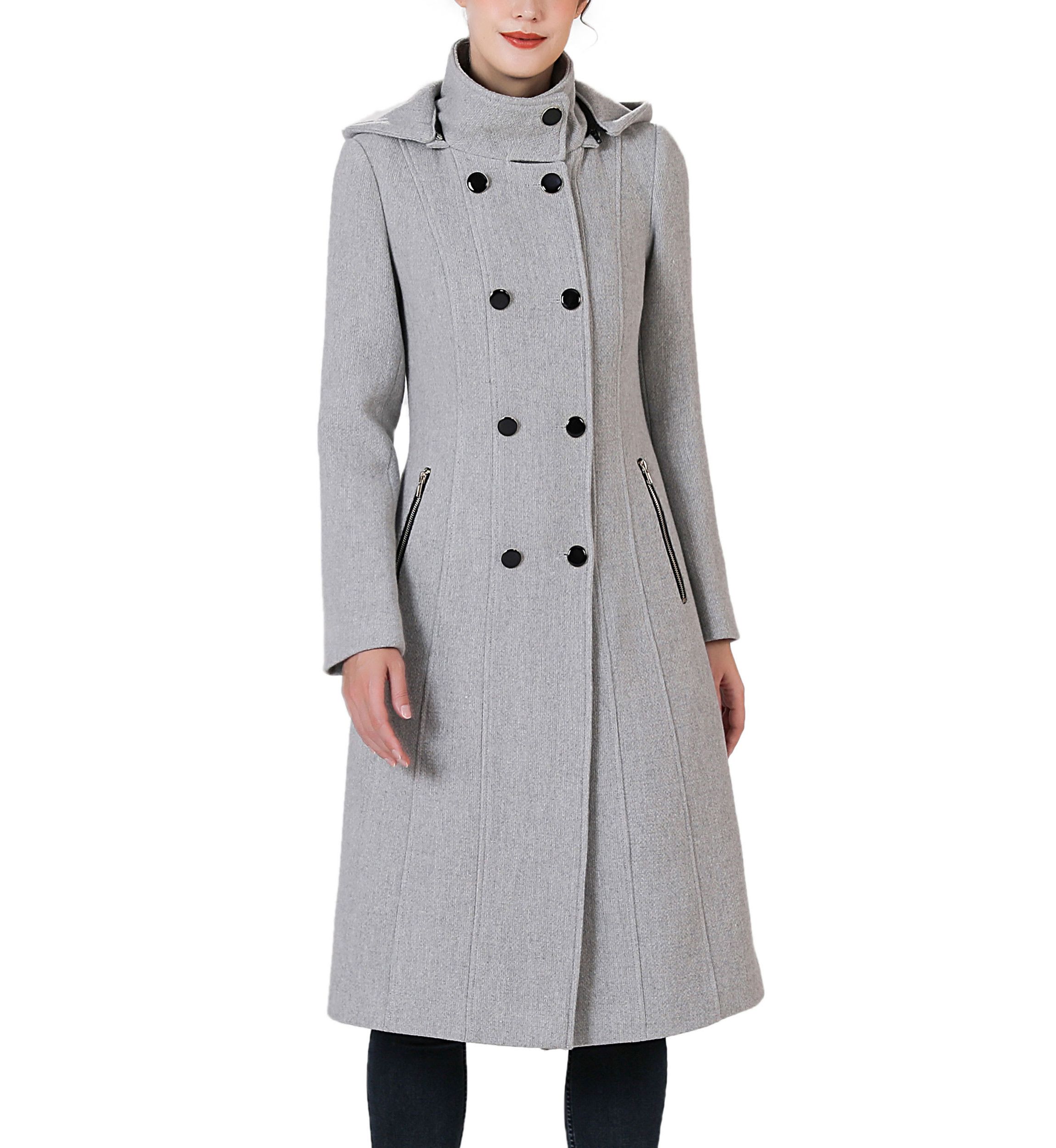 Mary Hooded Stand Collar Boucle Wool Coat