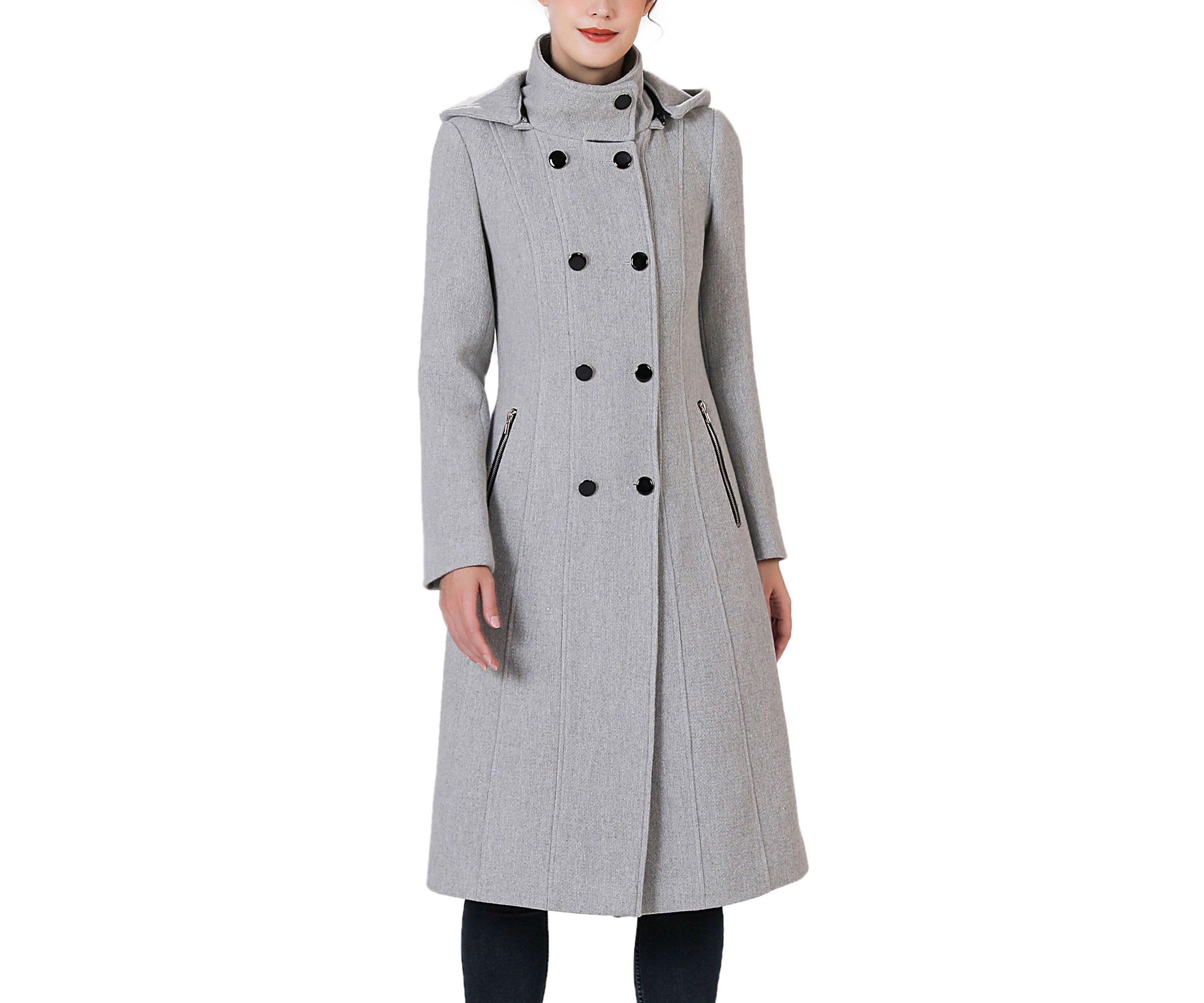 Mary Hooded Stand Collar Boucle Wool Coat