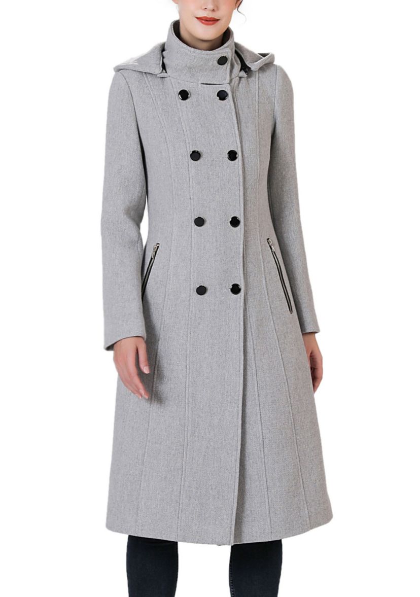 Mary Hooded Stand Collar Boucle Wool Coat