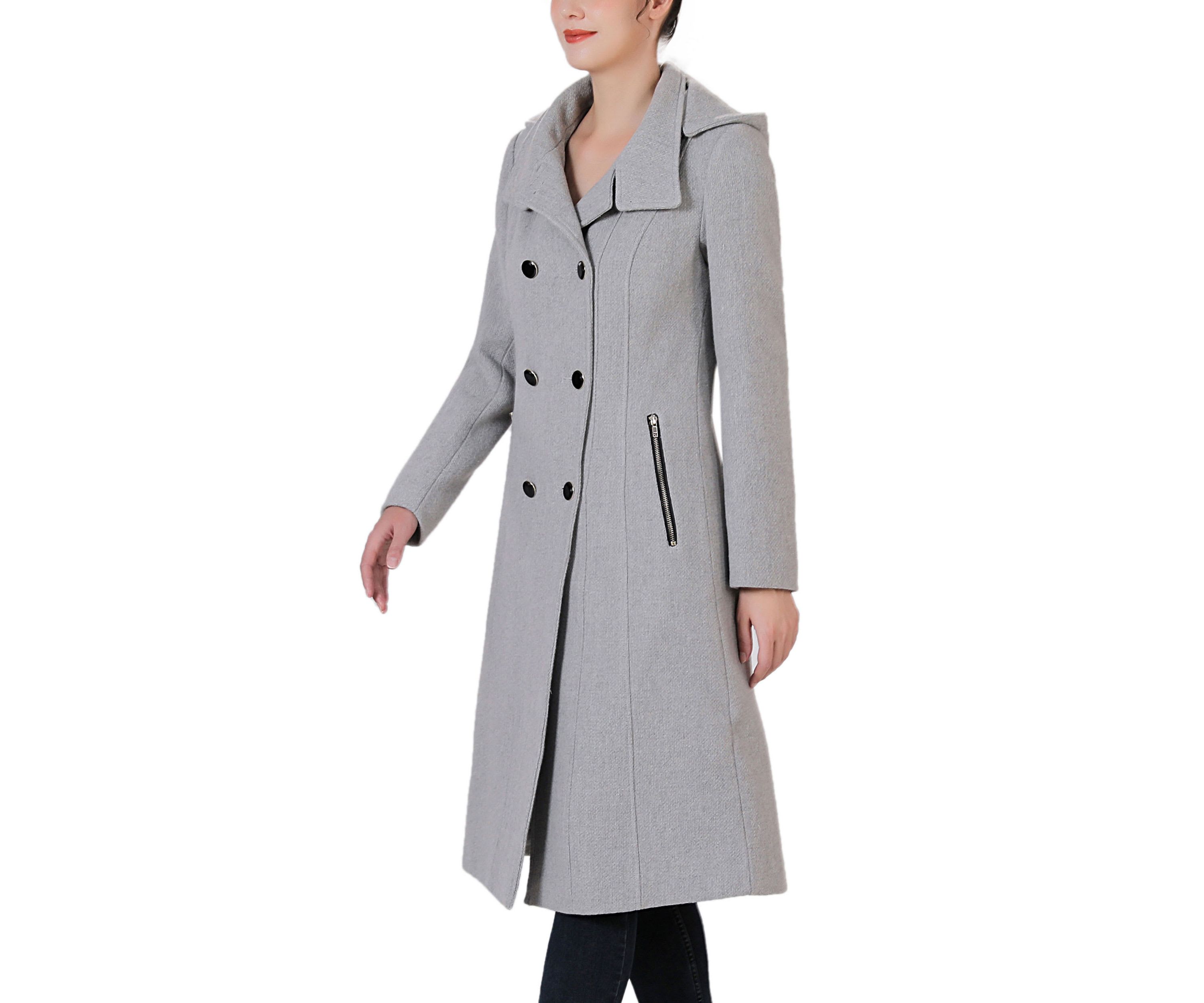 Mary Hooded Stand Collar Boucle Wool Coat
