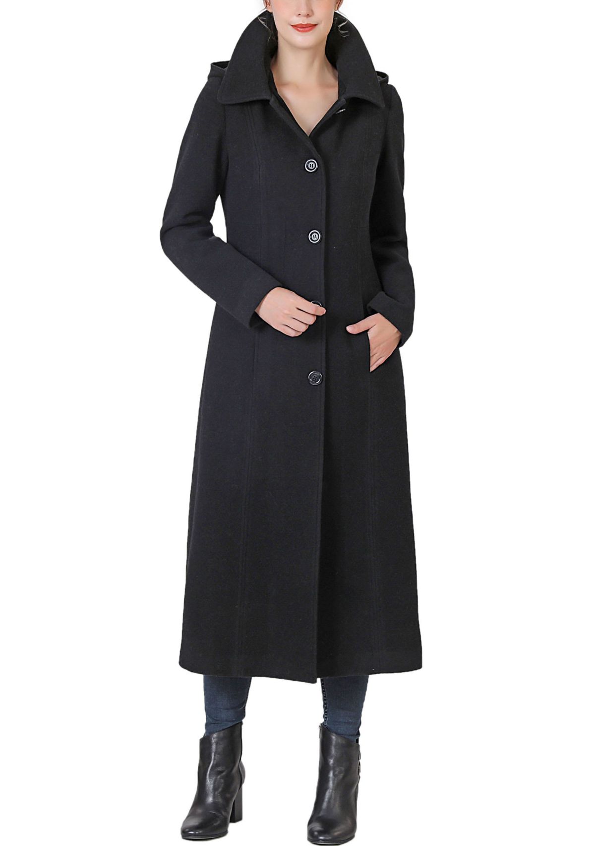 Kate Hooded Long Wool Coat