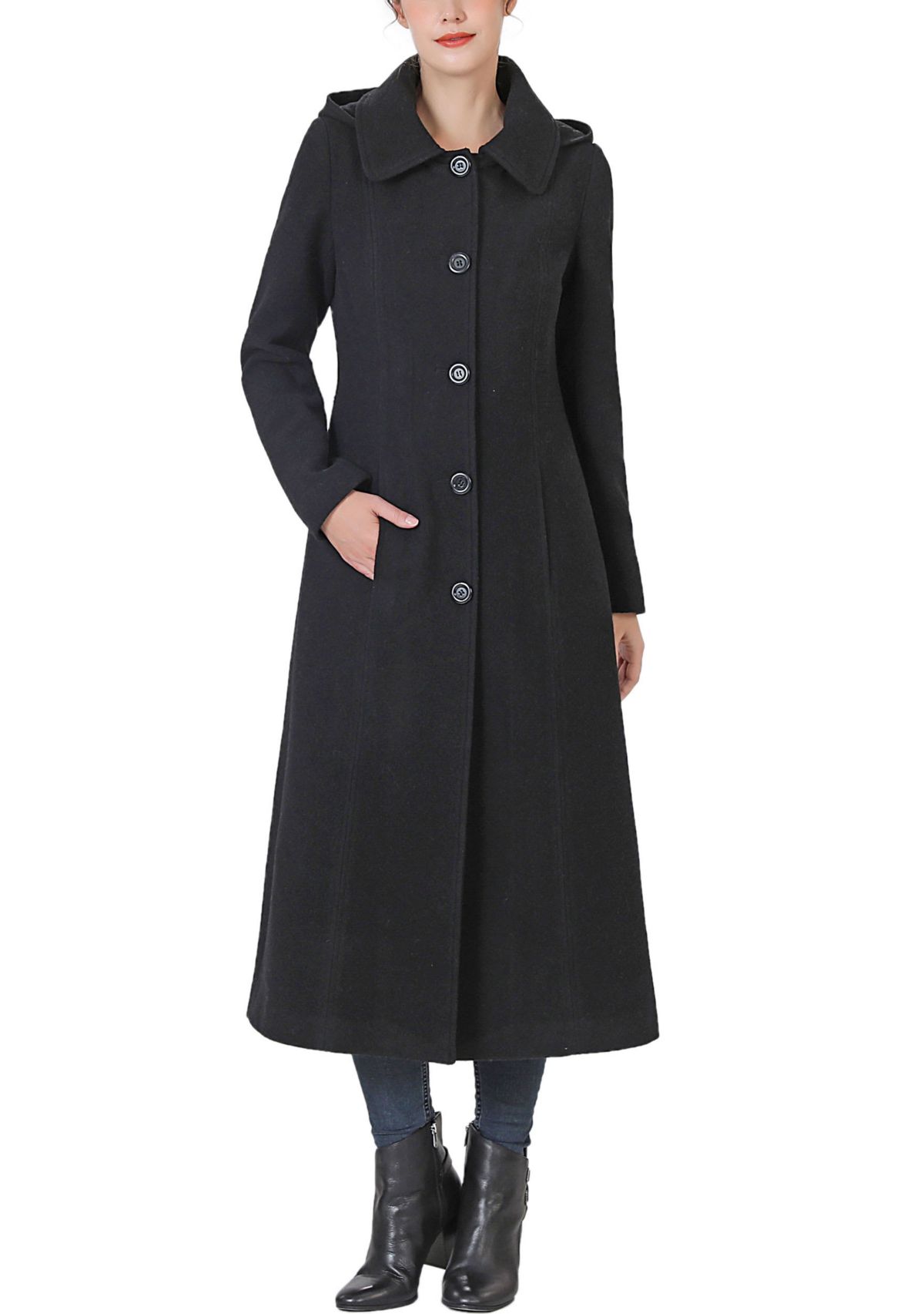 Kate Hooded Long Wool Coat