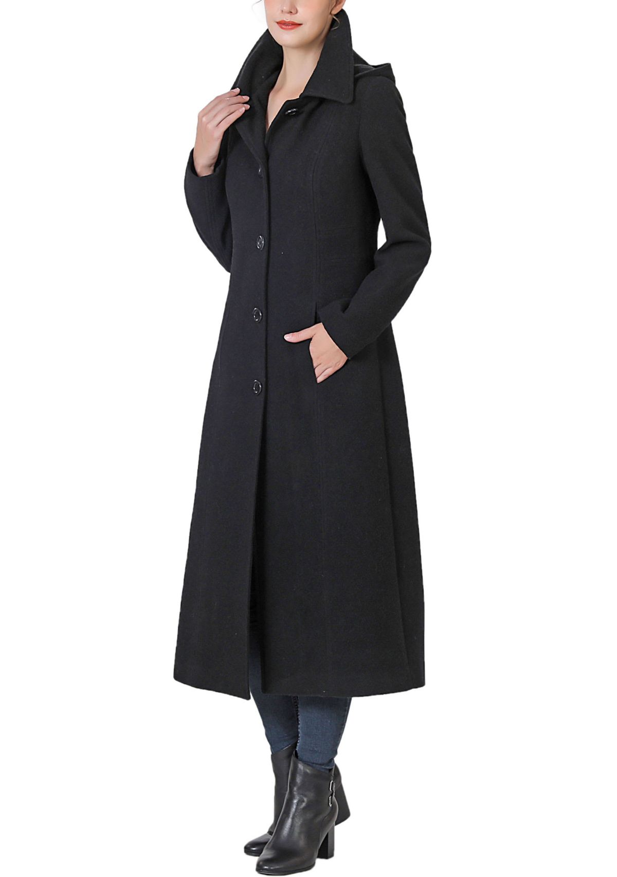 Kate Hooded Long Wool Coat