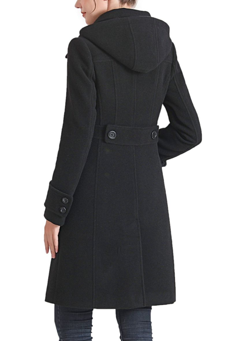 Ines Hooded Stand Collar Wool Coat