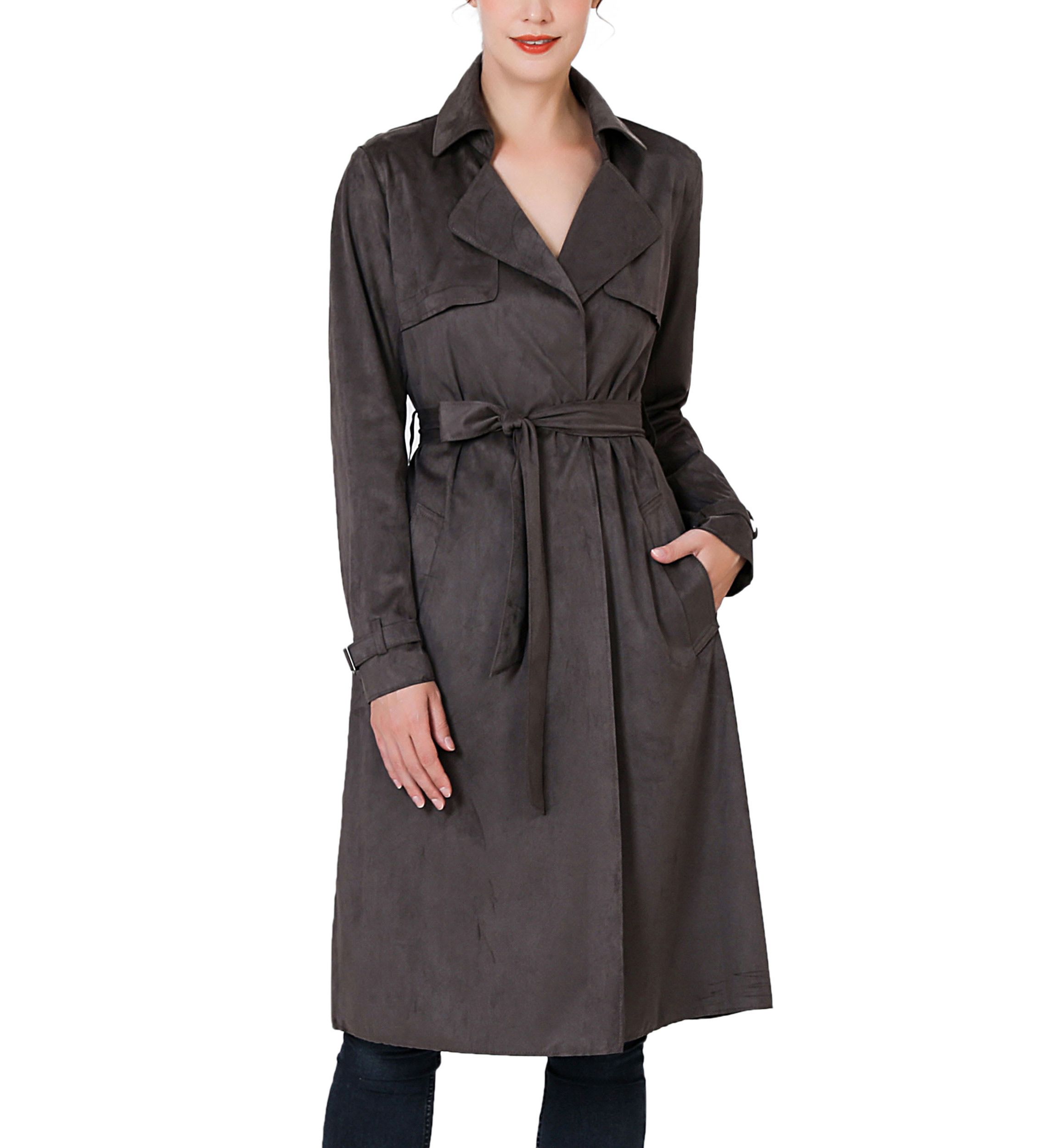 Aria Long Suede Trench Coat
