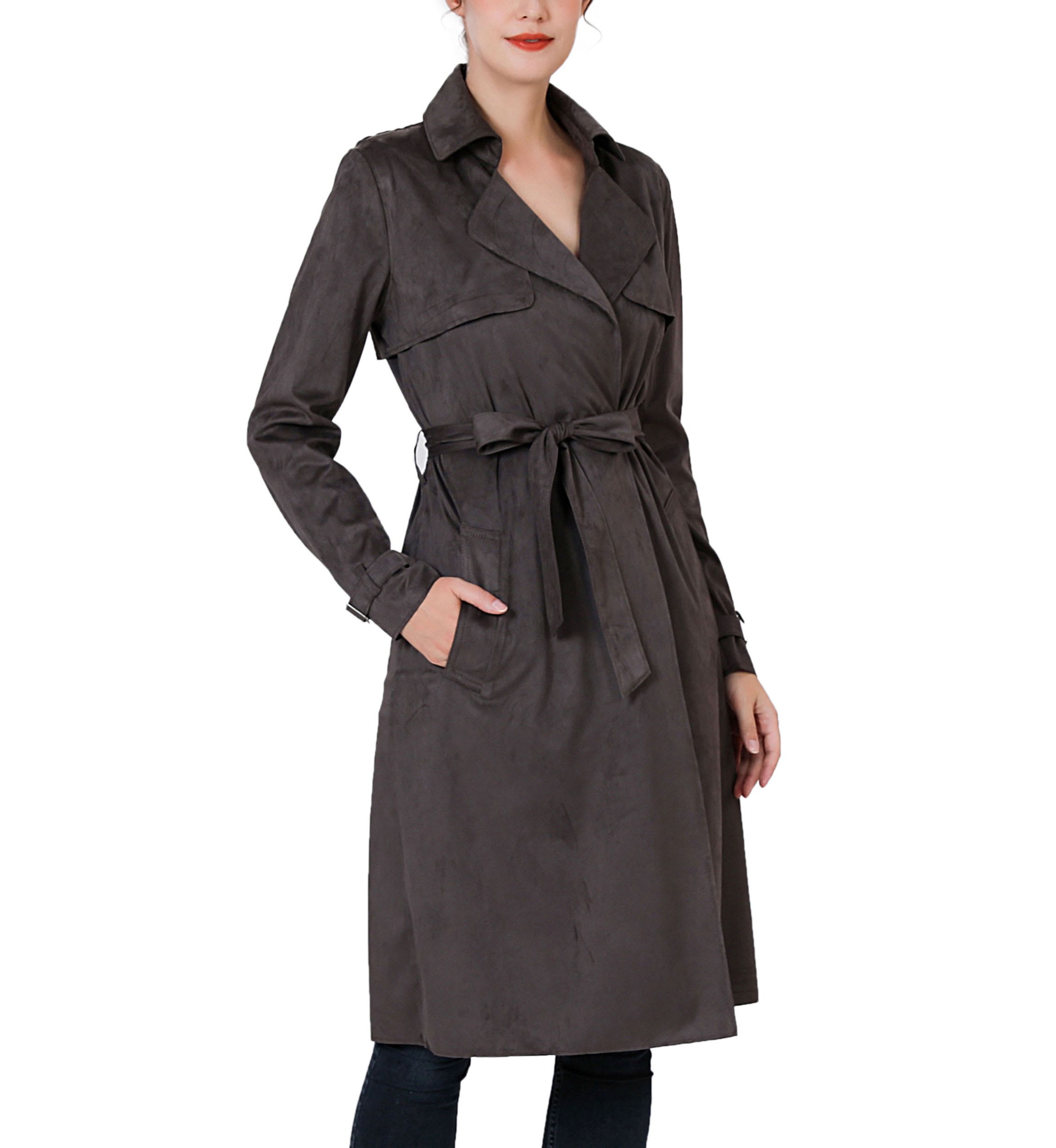 Aria Long Suede Trench Coat