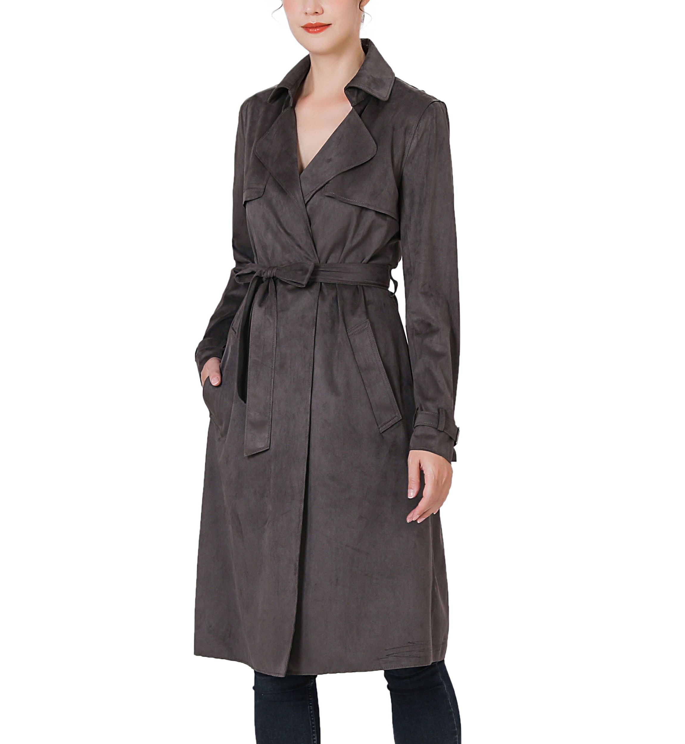 Aria Long Suede Trench Coat