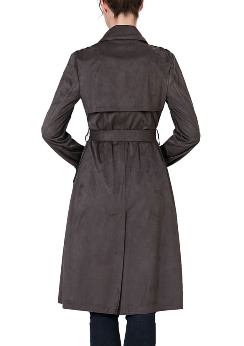 Aria Long Suede Trench Coat