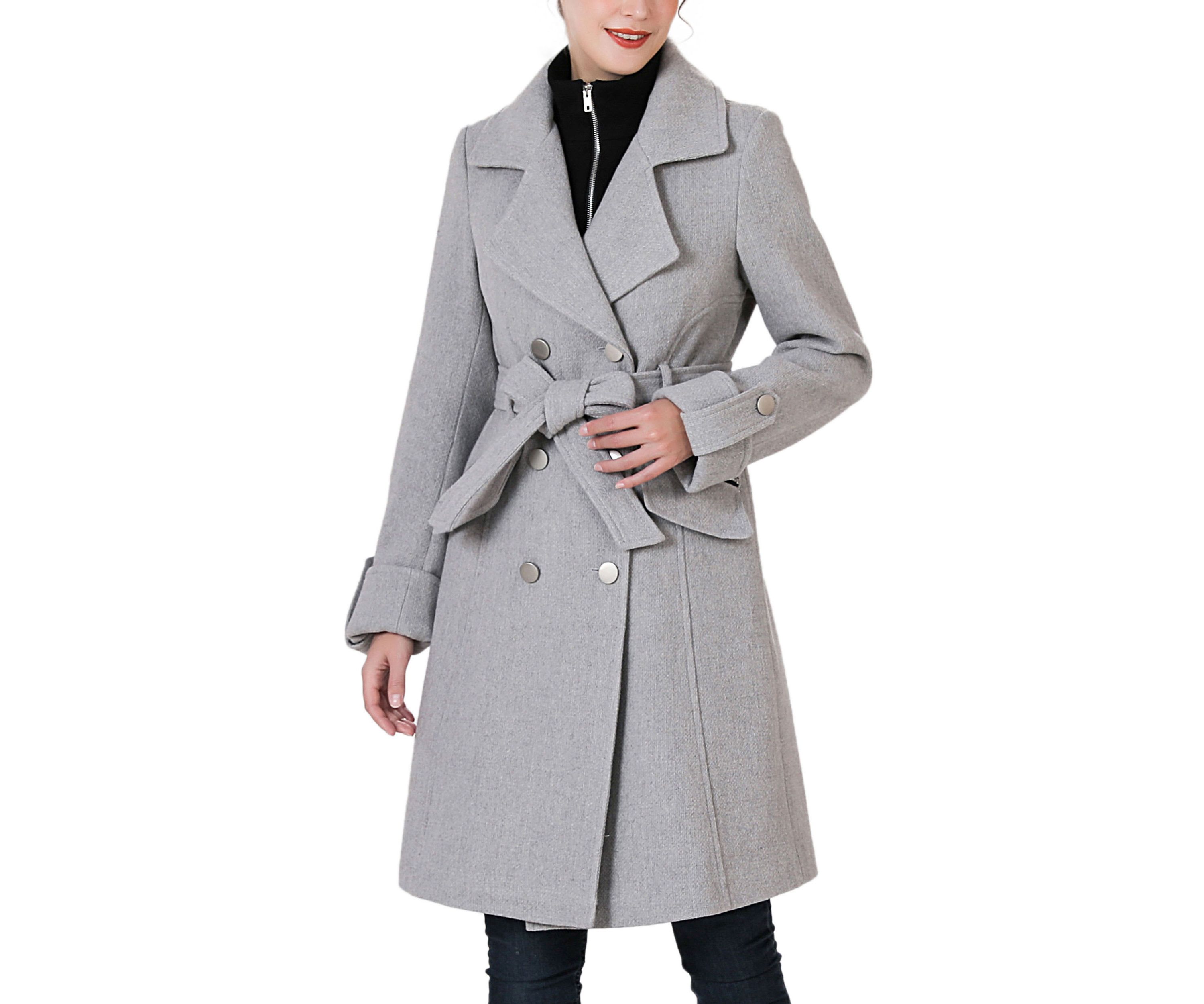 Bailee Wool Trench Coat with Removable Bib