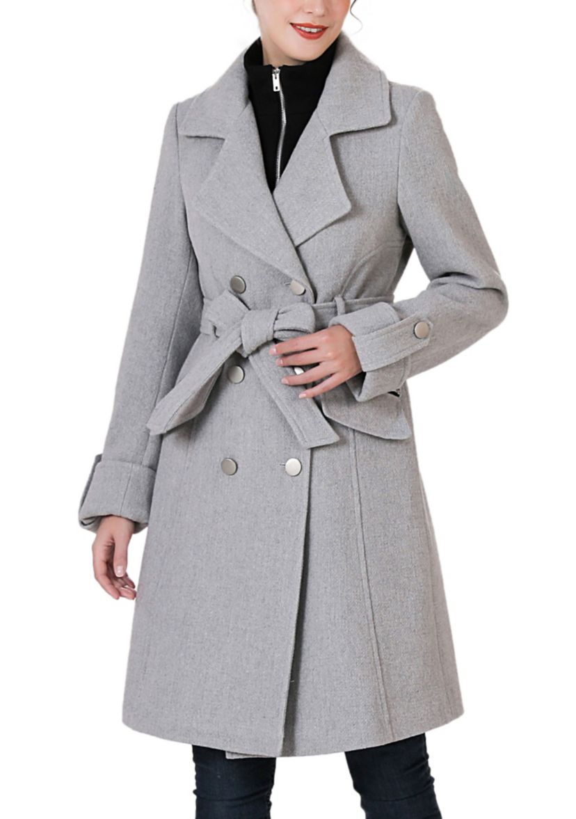 Bailee Wool Trench Coat with Removable Bib