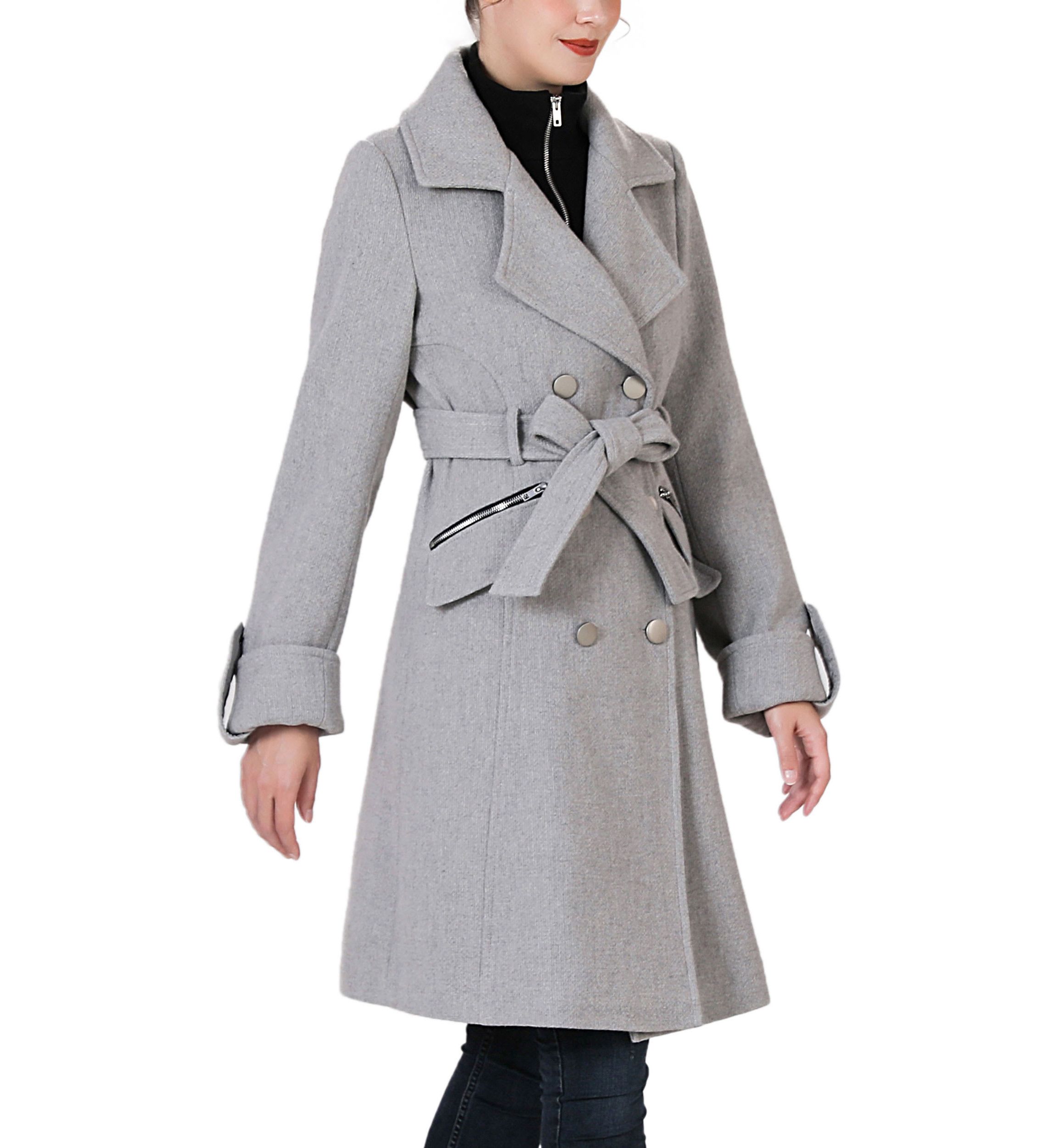 Bailee Wool Trench Coat with Removable Bib