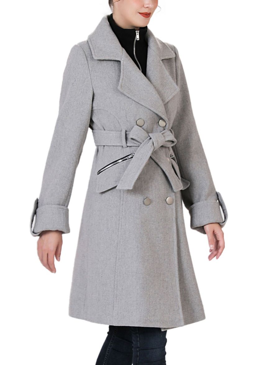 Bailee Wool Trench Coat with Removable Bib