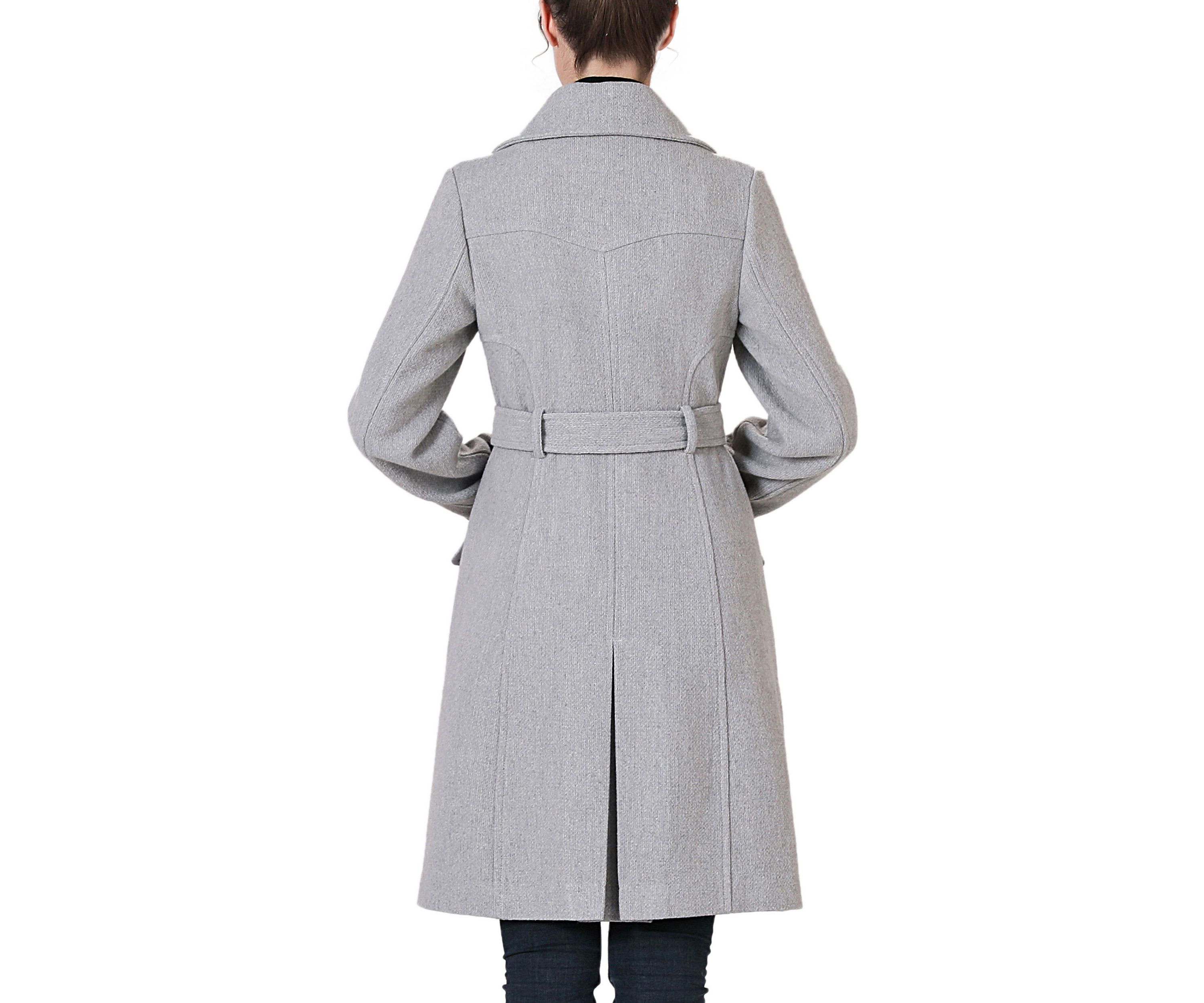Bailee Wool Trench Coat with Removable Bib