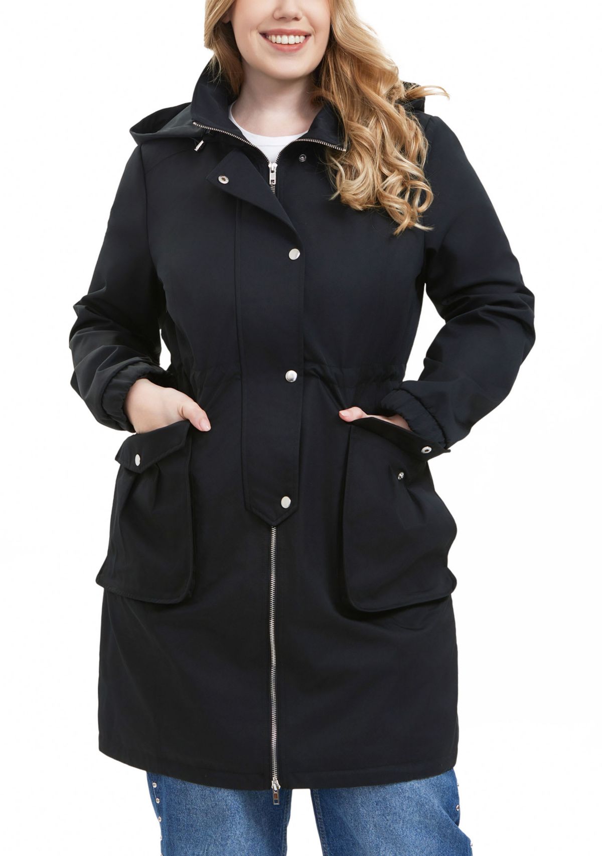 Plus Size Hooded Parka Jacket