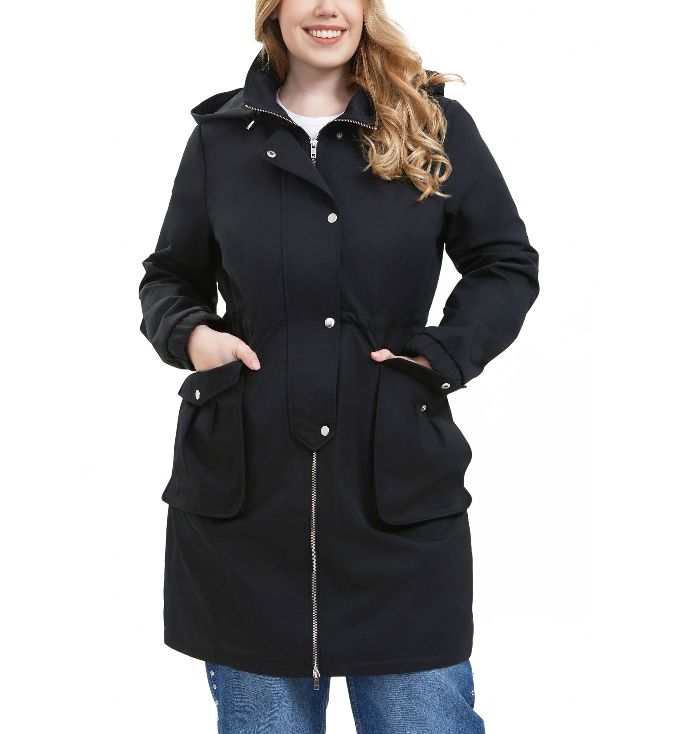 Plus Size Hooded Parka Jacket