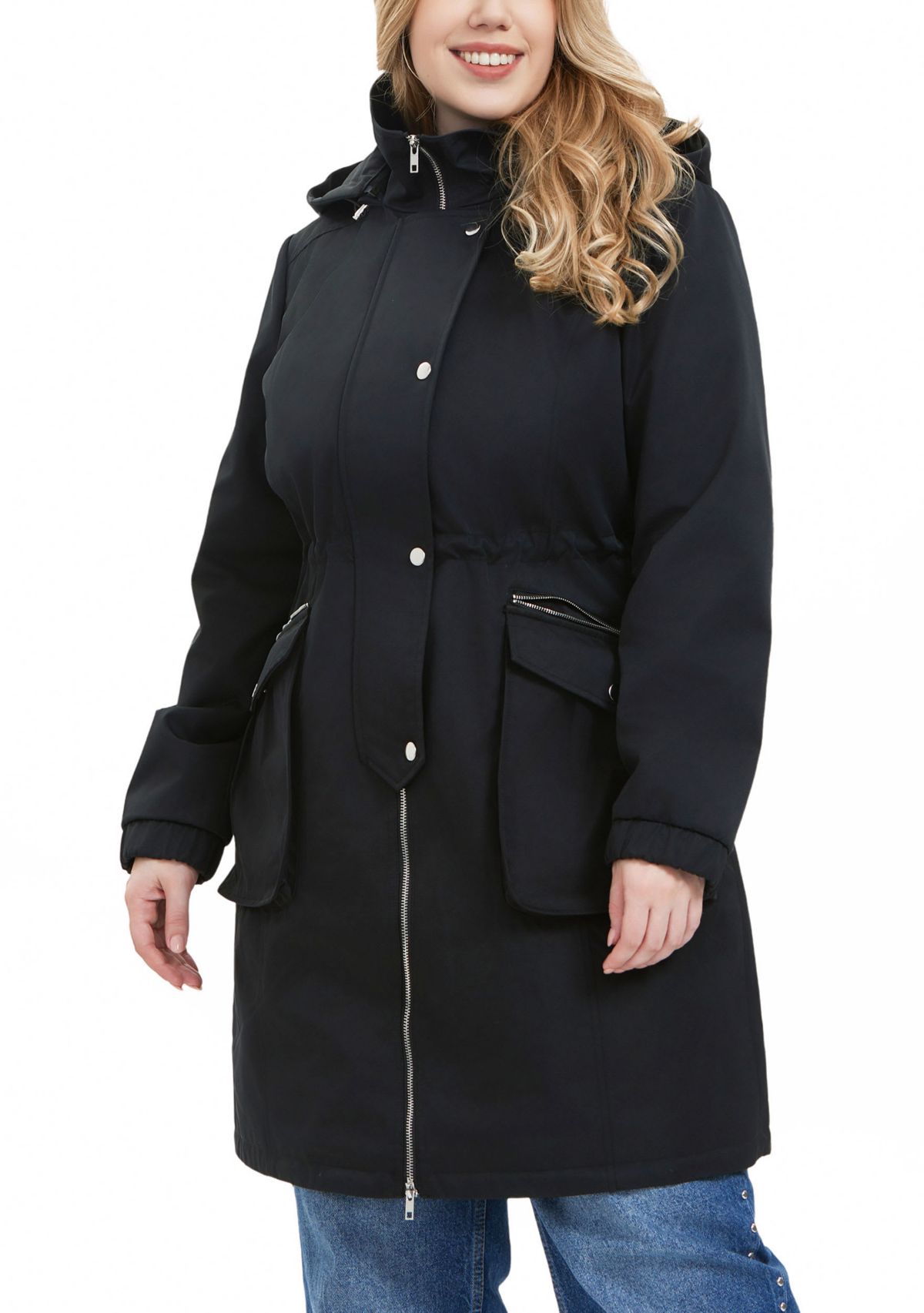 Plus Size Hooded Parka Jacket