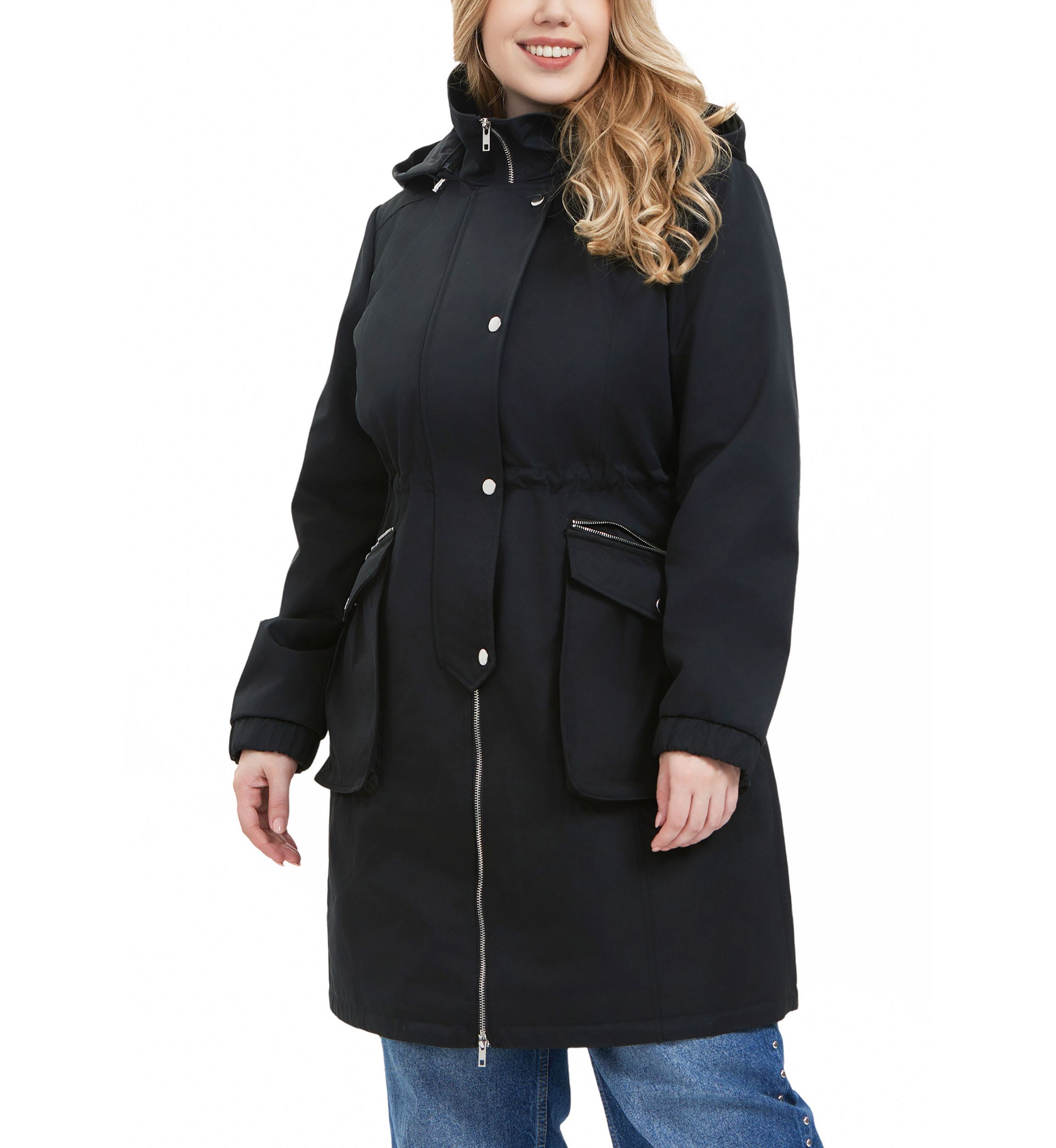 Plus Size Hooded Parka Jacket