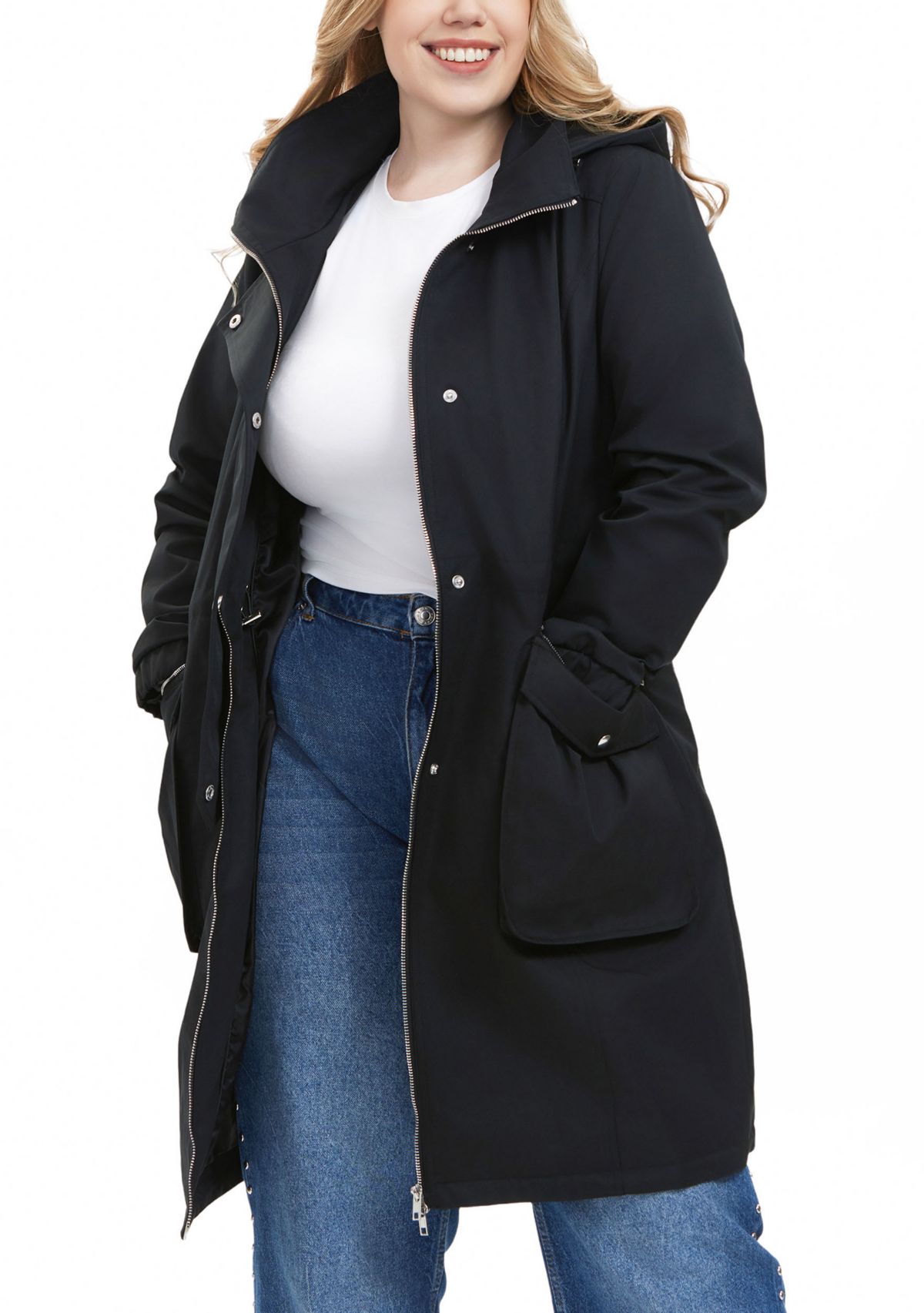Plus Size Hooded Parka Jacket