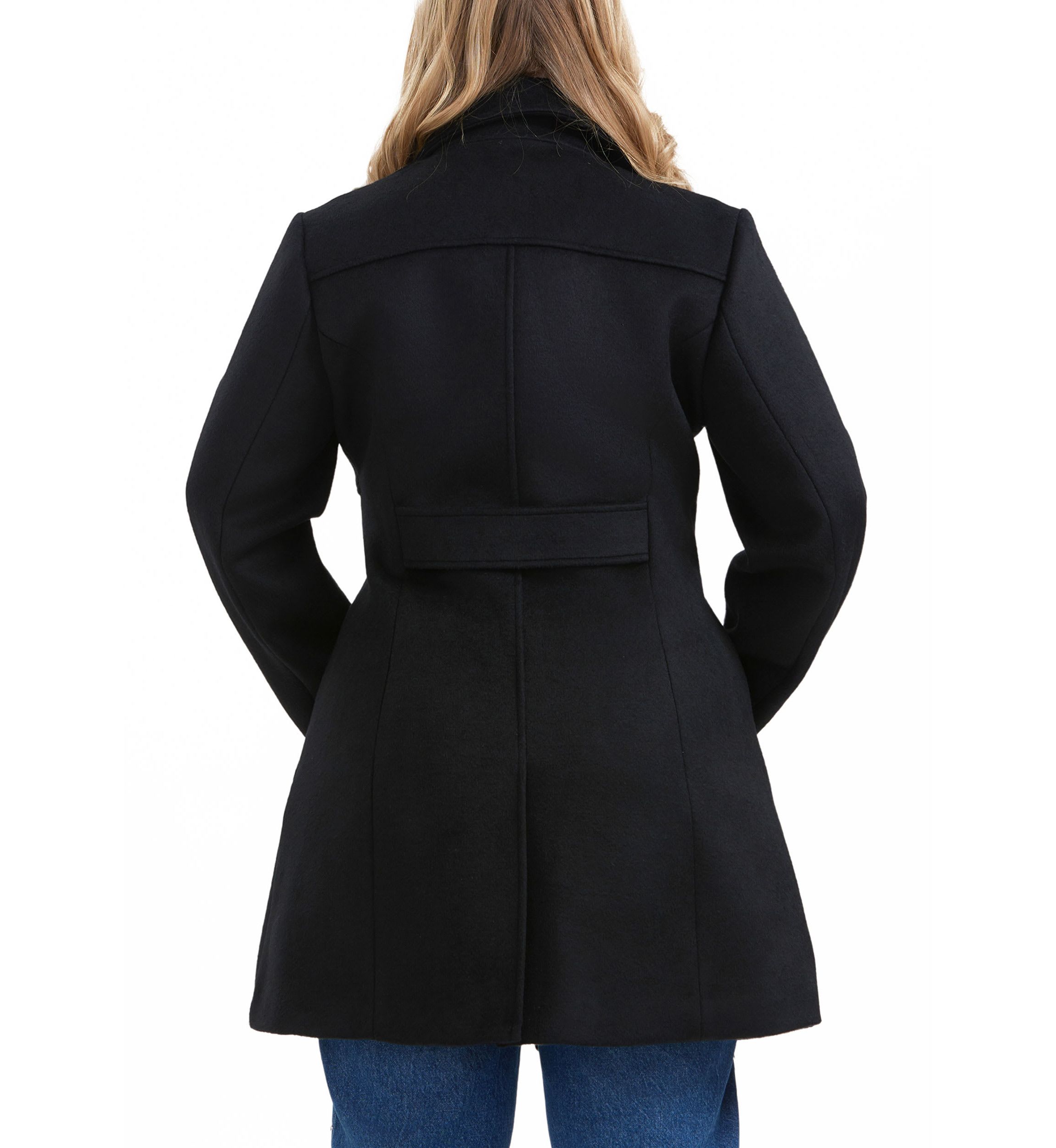 Plus Size Button Front Wool Blend Walking Coat